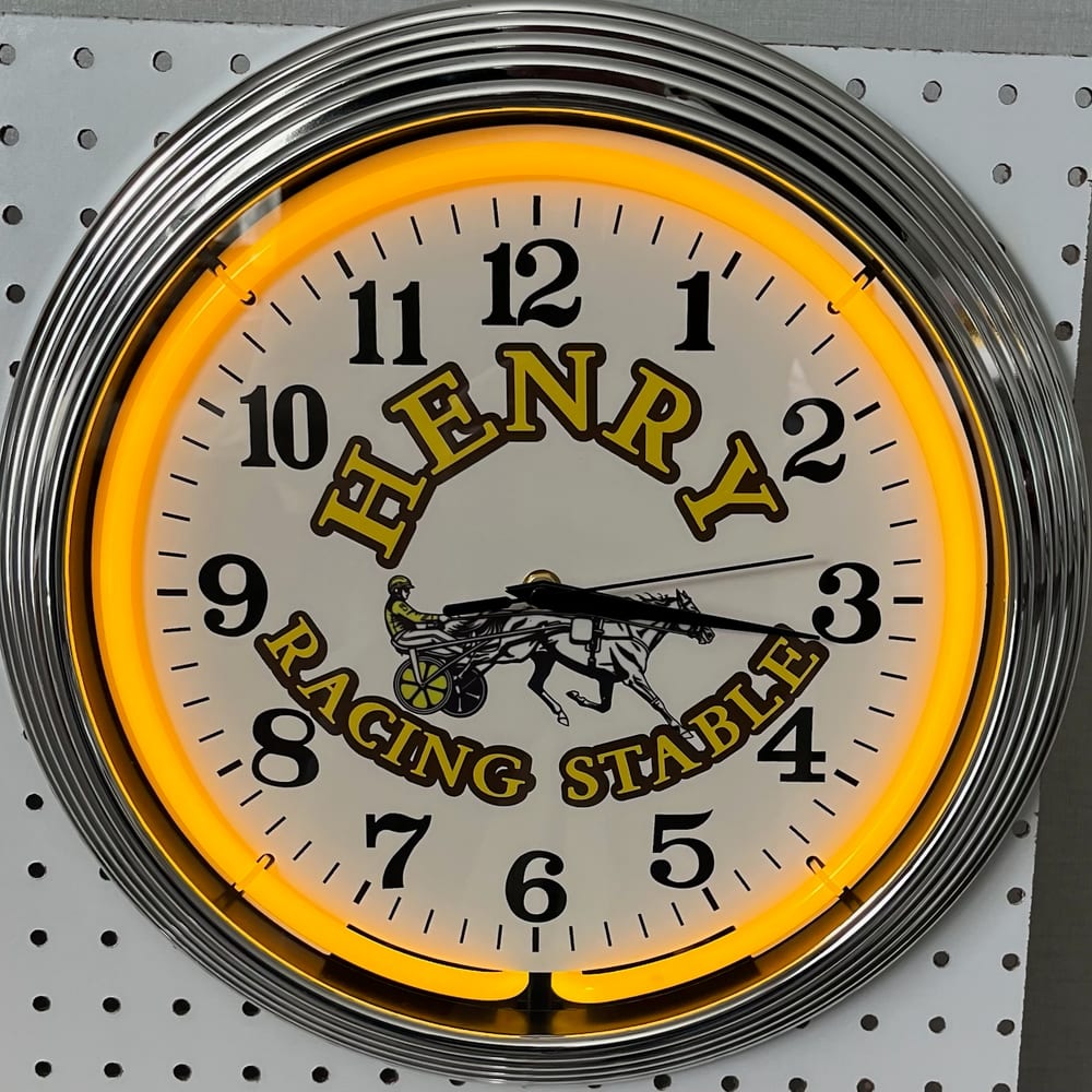Henry Racing Stable custom neon clock by It's Lit Neon