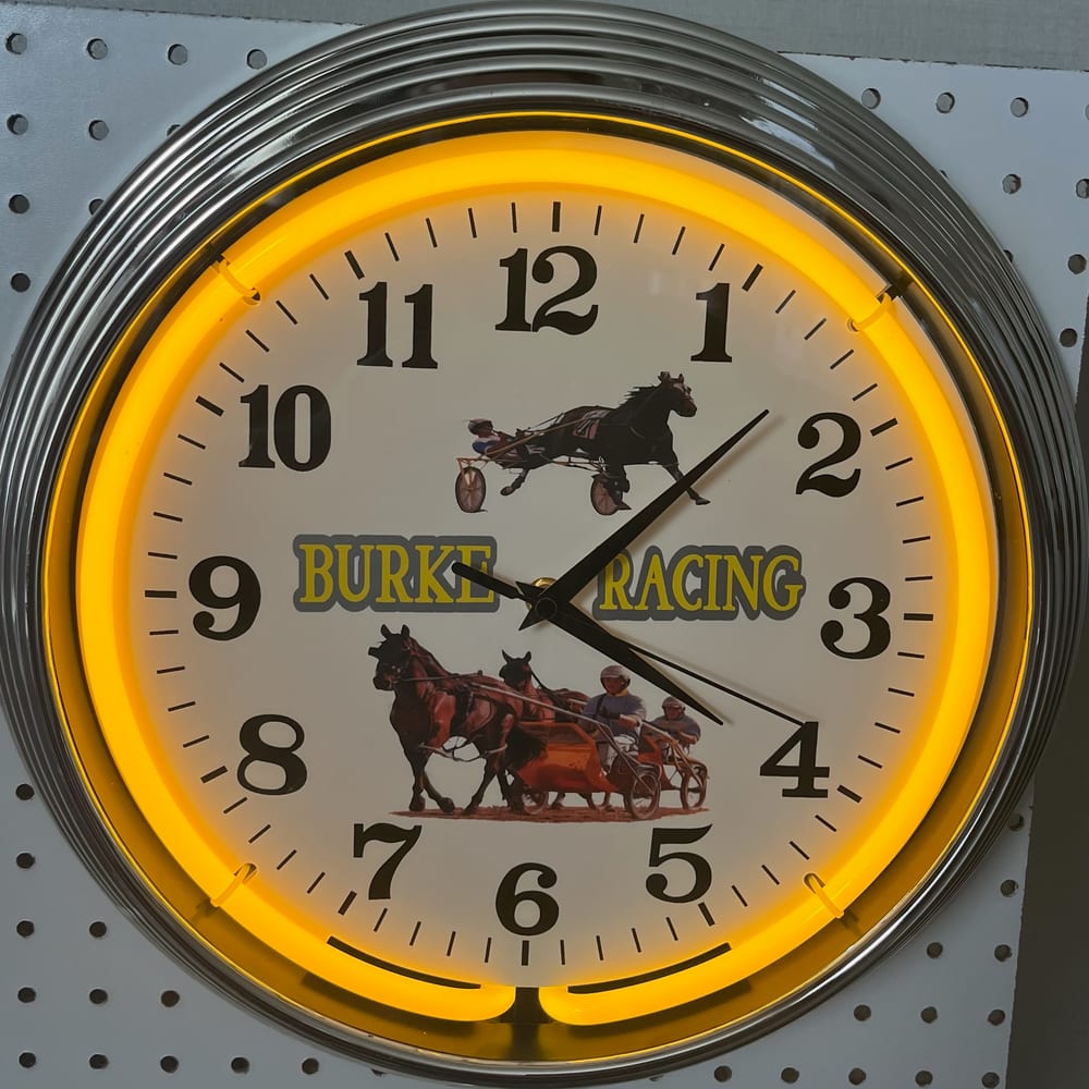 Burke Racing custom neon clock by It's Lit Neon