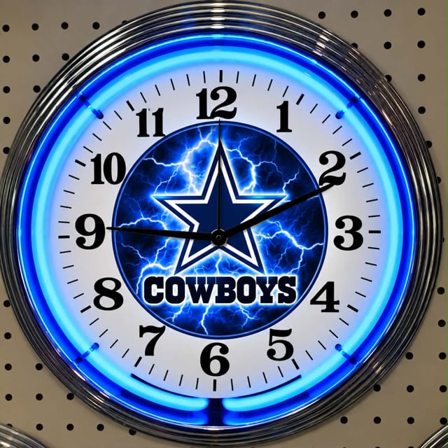 Dallas Cowboys neon clock by It’s Lit Neon, blue glow