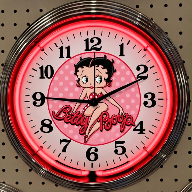 Betty Boop neon clock by It’s Lit Neon, red glow