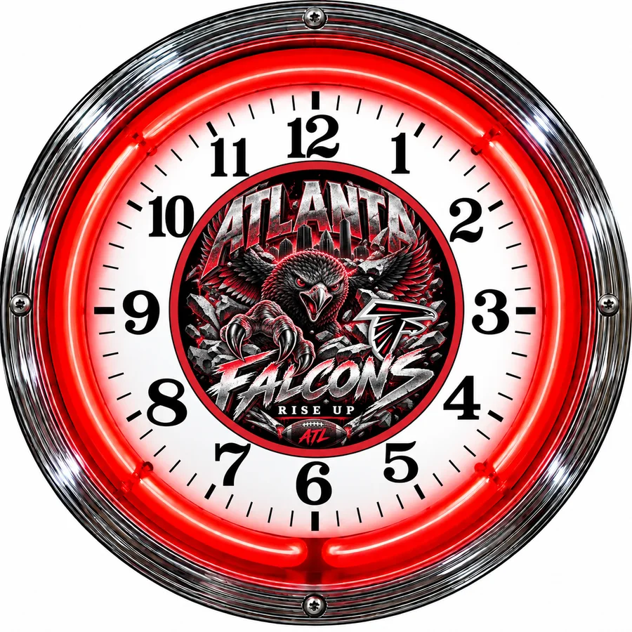 Atlanta Falcons, Rise Up art neon clock