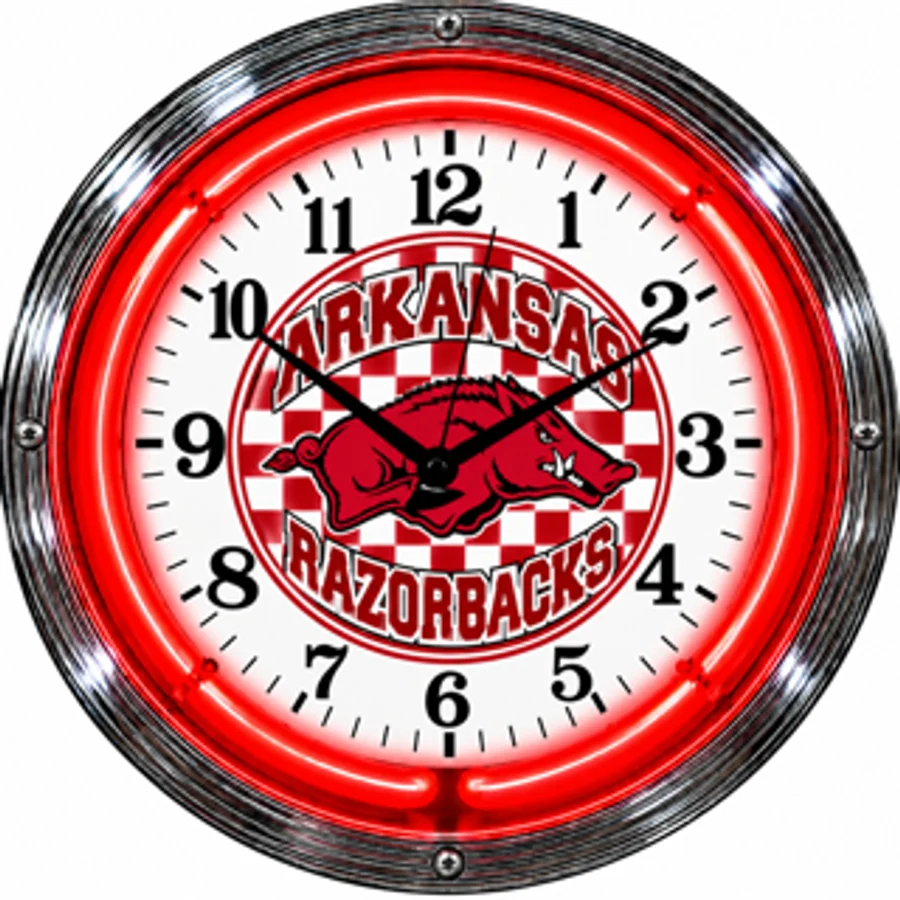 Arkansas Razorbacks, Razorbacks Checkerboard neon clock