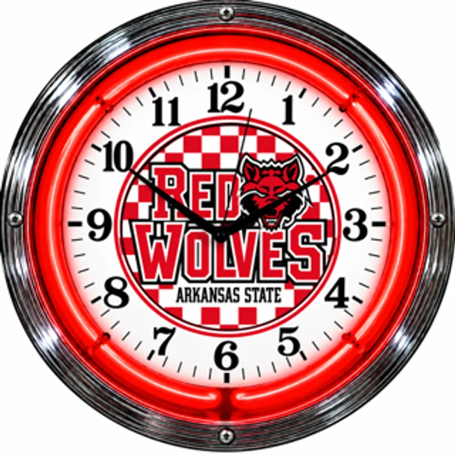 Arkansas State Red Wolves, Red Wolves Checkerboard neon clock