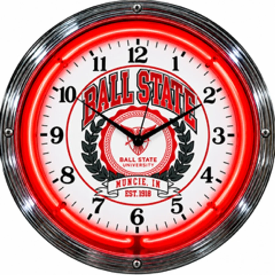 Ball State Cardinals, Muncie, IN neon clock