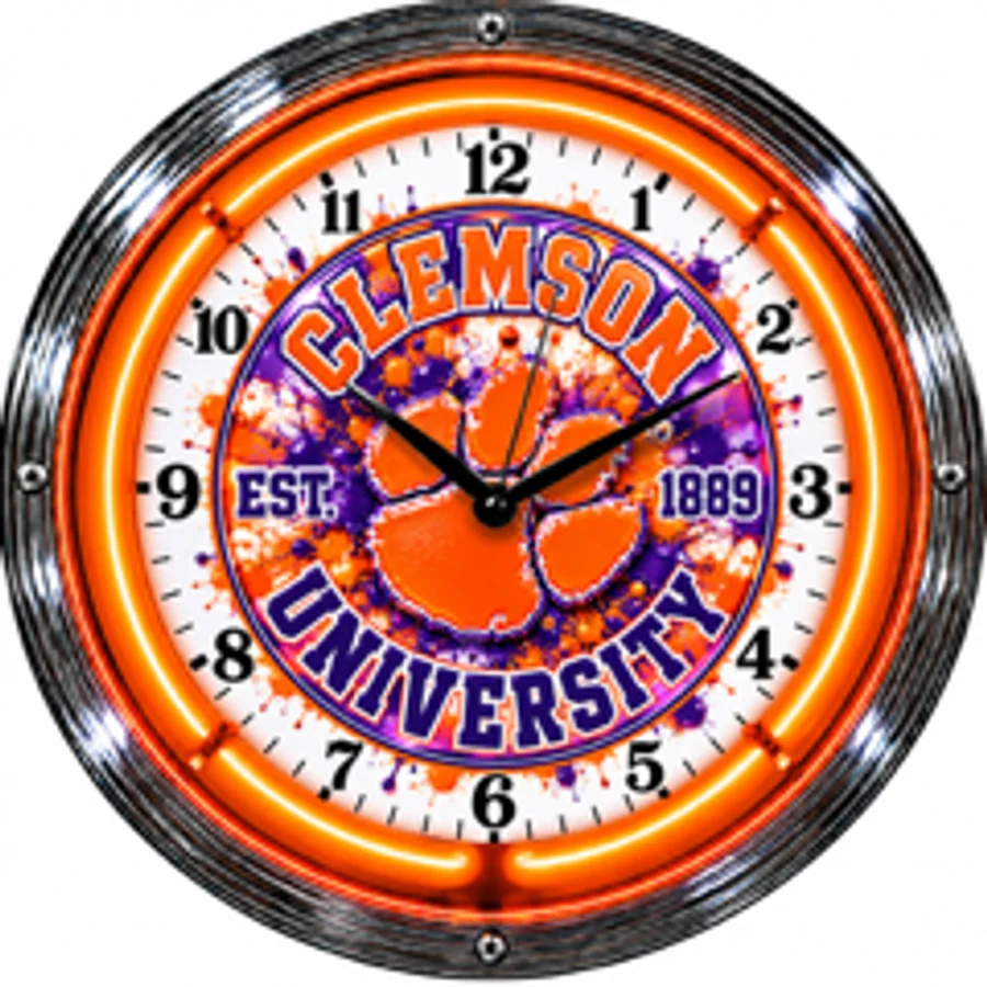 Clemson Tigers, Est. 1889 neon clock