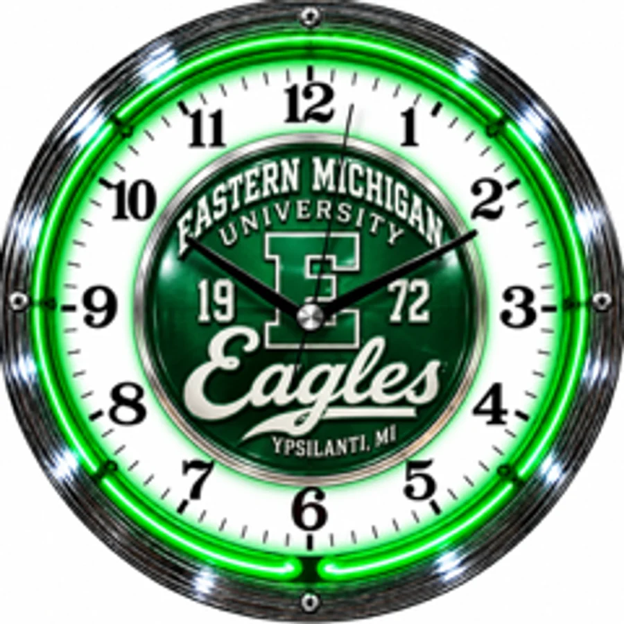 Eastern Michigan Eagles, Ypsilanti, MI neon clock