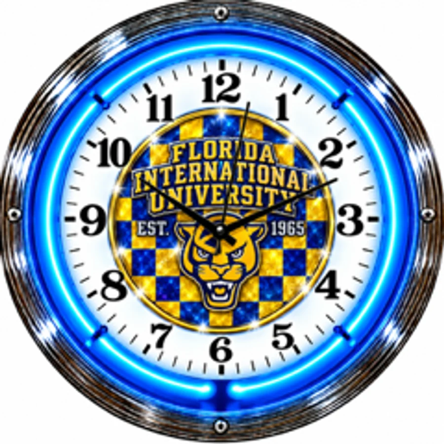 Florida International Panthers, FIU Checkerboard neon clock