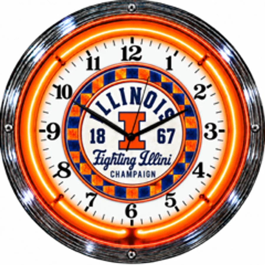 Illinois Fighting Illini, Champaign 1867 neon clock