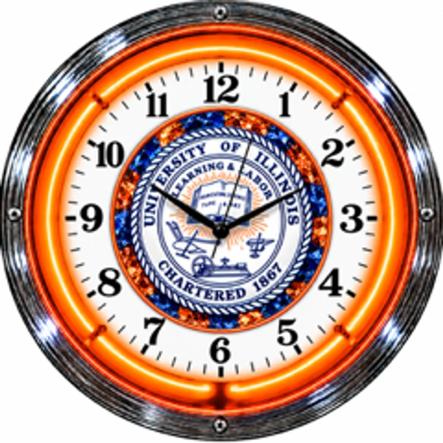 Illinois Fighting Illini, University of Illinois Seal neon clock