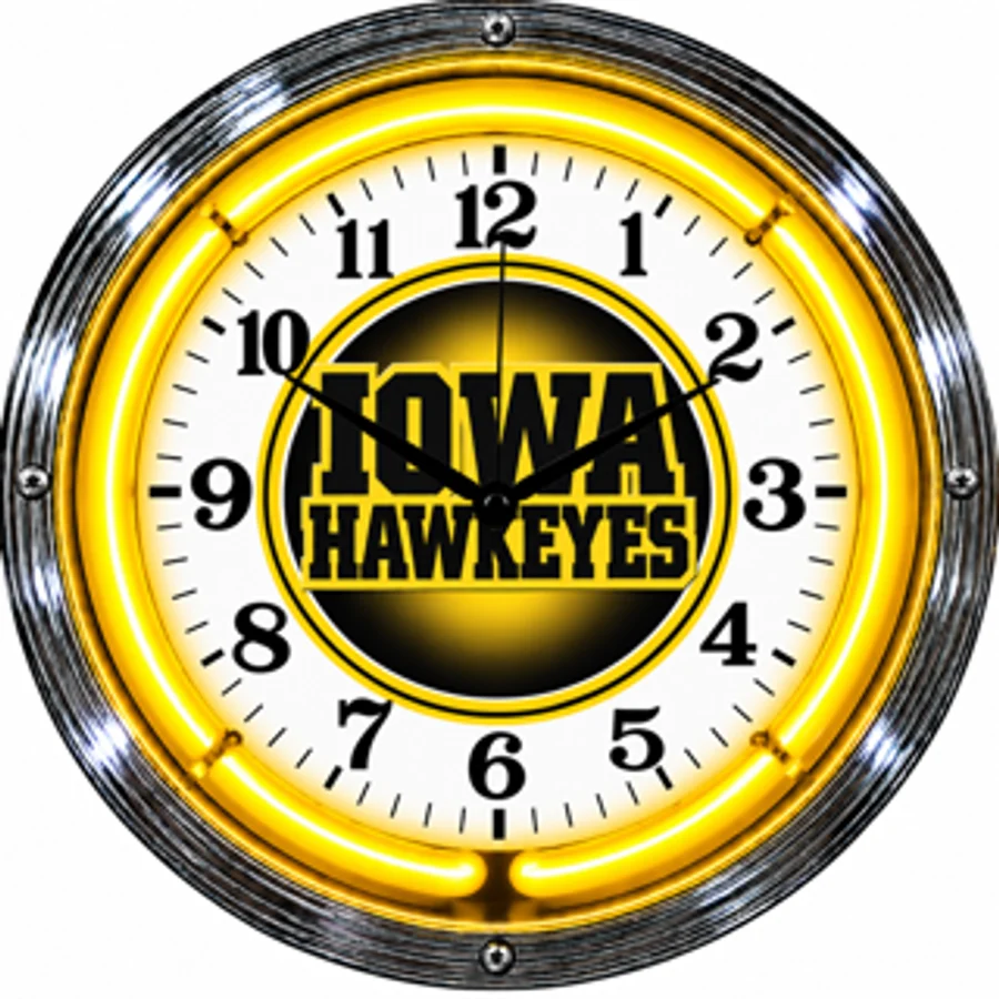Iowa Hawkeyes, Iowa Hawkeyes Block neon clock