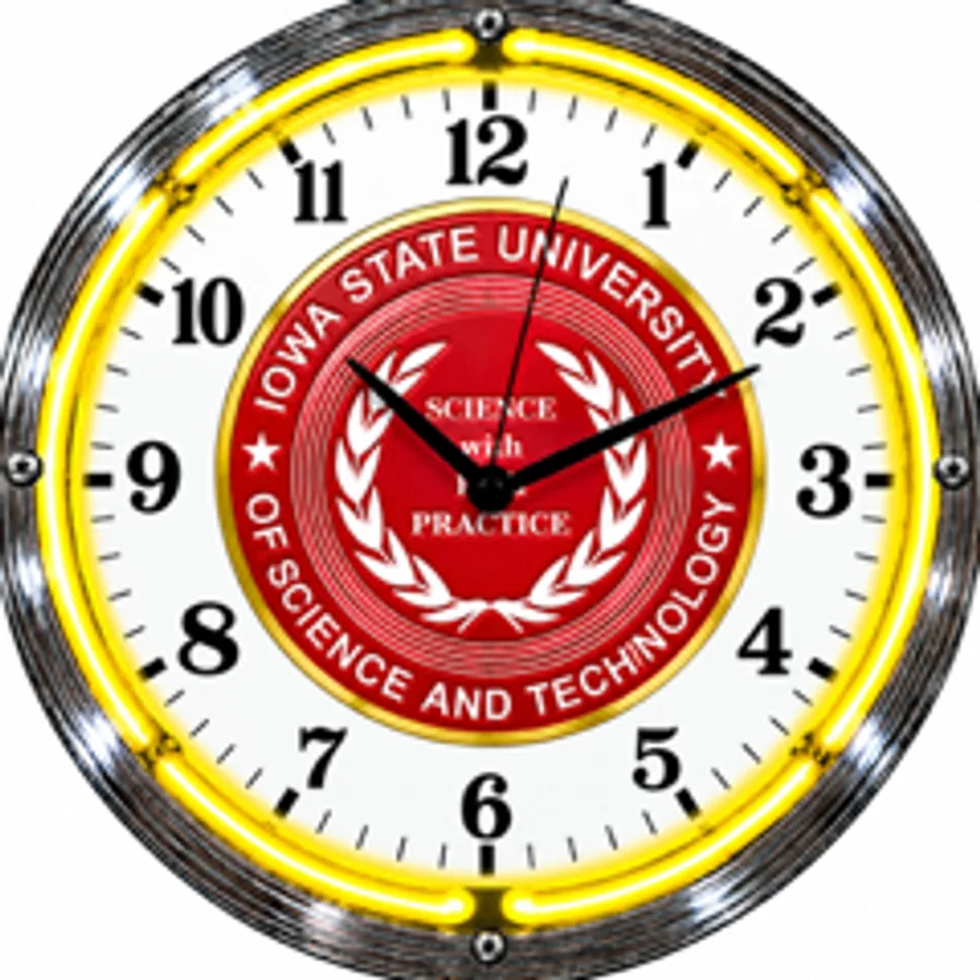 Iowa State Cyclones, Science with Practice Seal neon clock