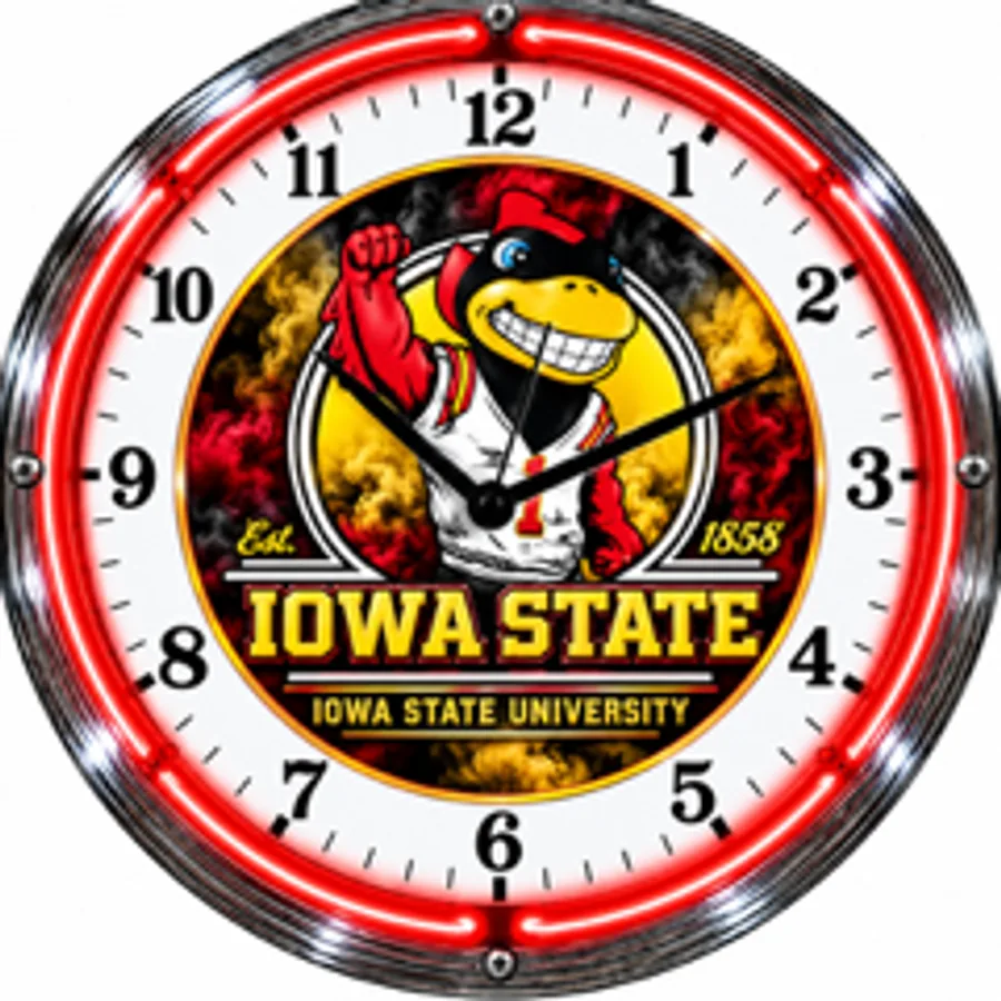 Iowa State Cyclones, Cy Est. 1858 neon clock