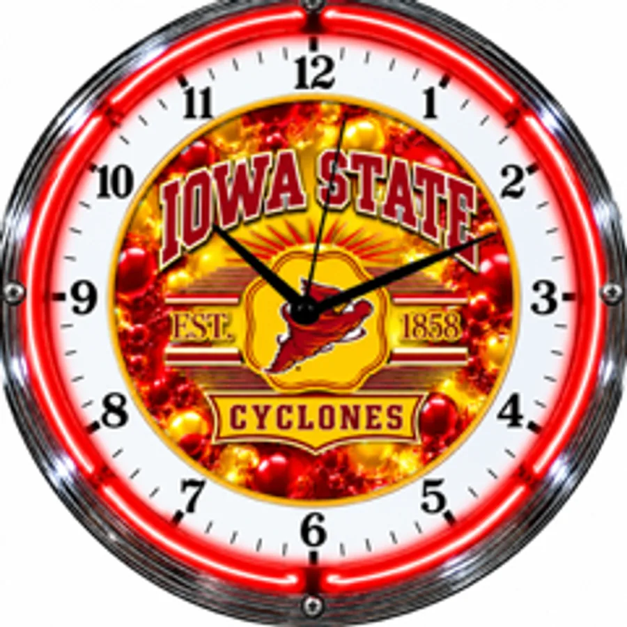 Iowa State Cyclones, Iowa State Est. 1858 neon clock