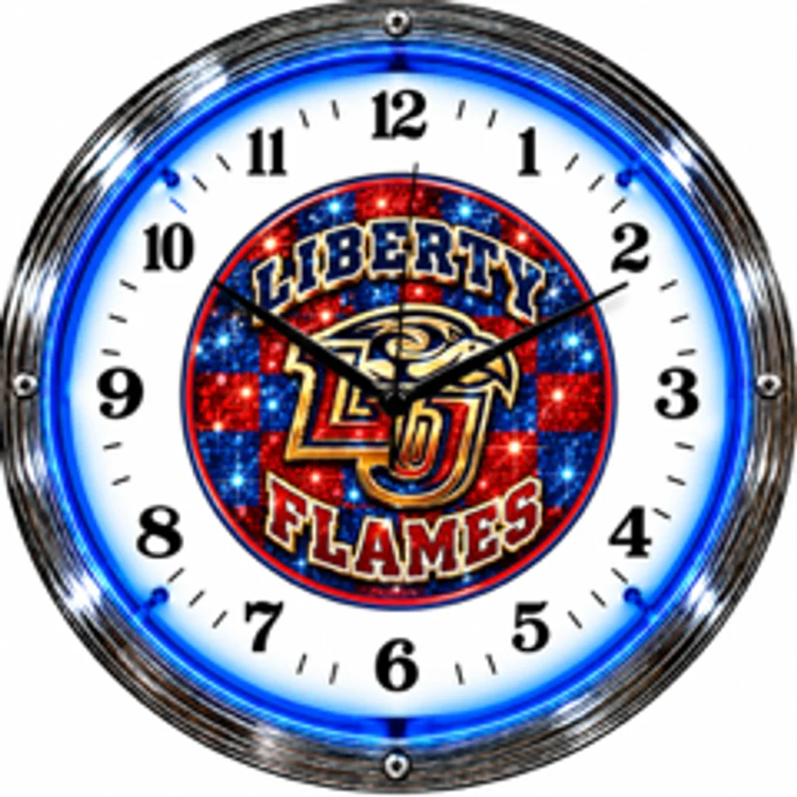 Liberty Flames, LU Flames Checkerboard neon clock