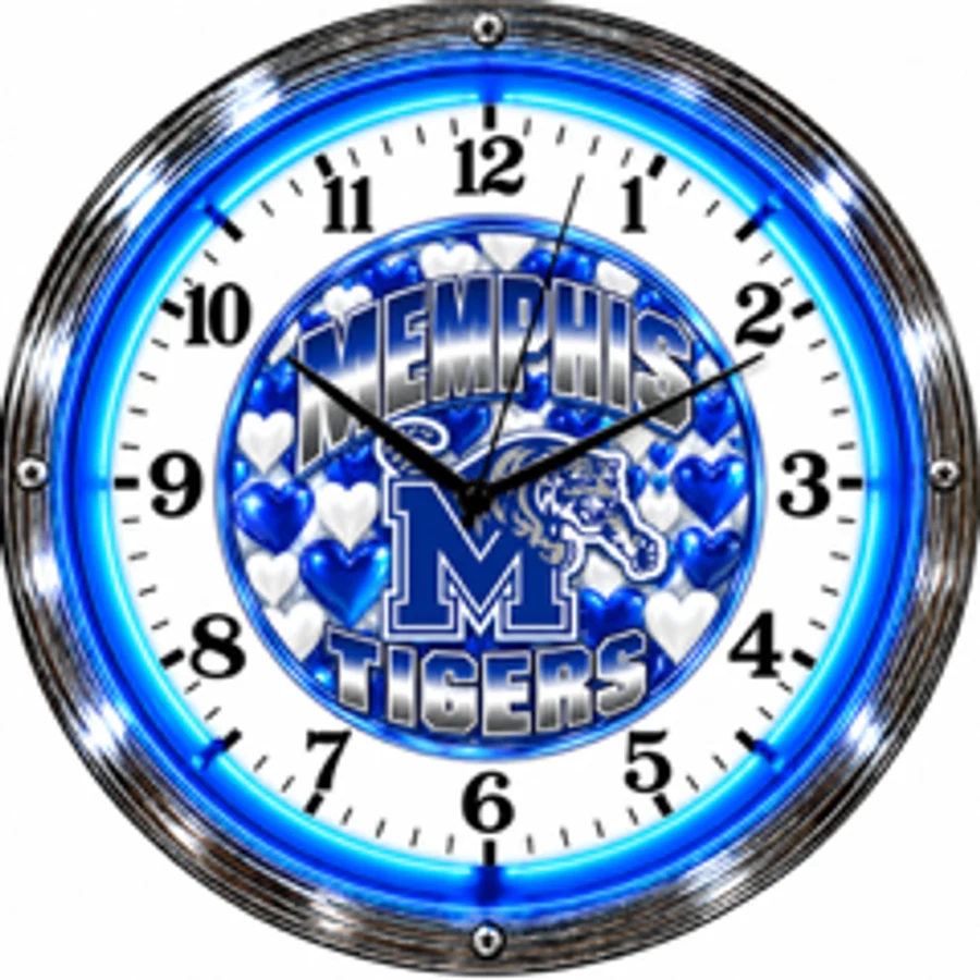 Memphis Tigers, Memphis Hearts neon clock
