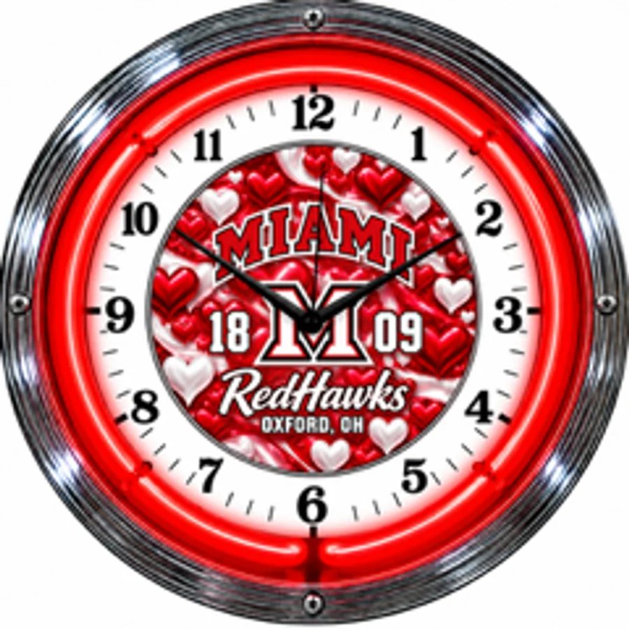 Miami (OH) RedHawks, Oxford, OH 1809 neon clock