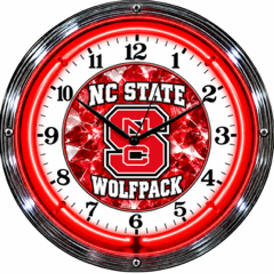 NC State Wolfpack, NC State Block S neon clock