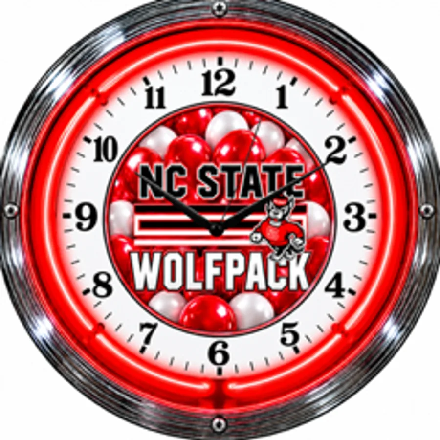 NC State Wolfpack, NC State Wolfpack Balloons neon clock