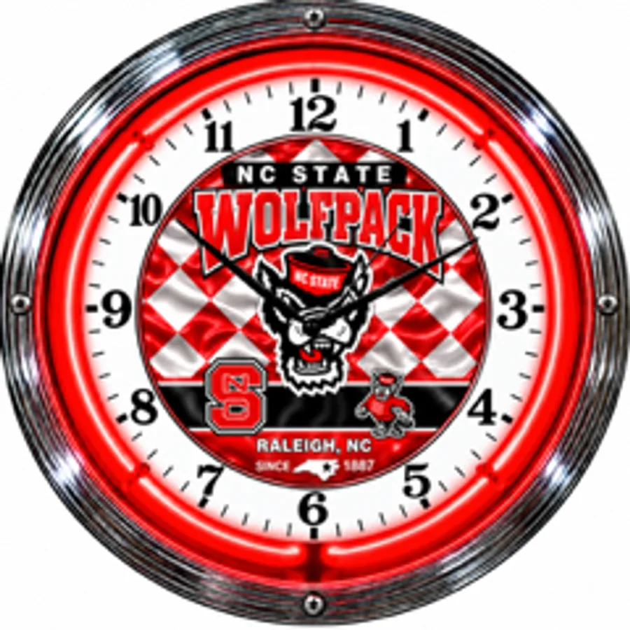 NC State Wolfpack, Wolfpack Raleigh NC neon clock