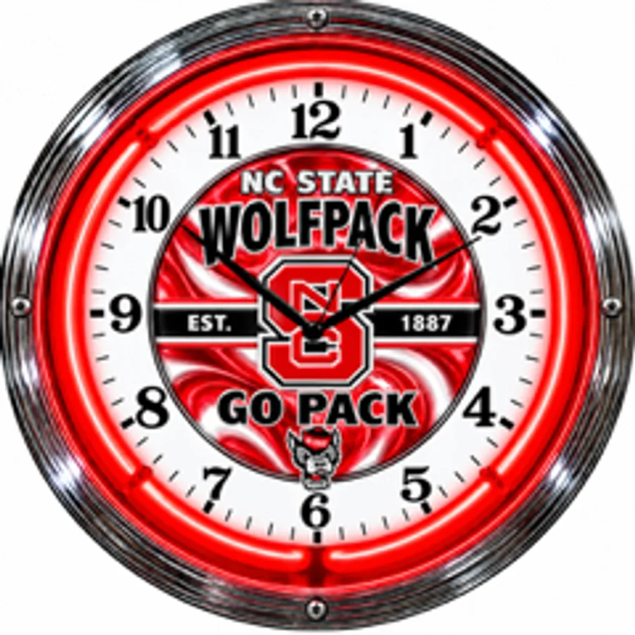 NC State Wolfpack, Go Pack Est. 1887 neon clock