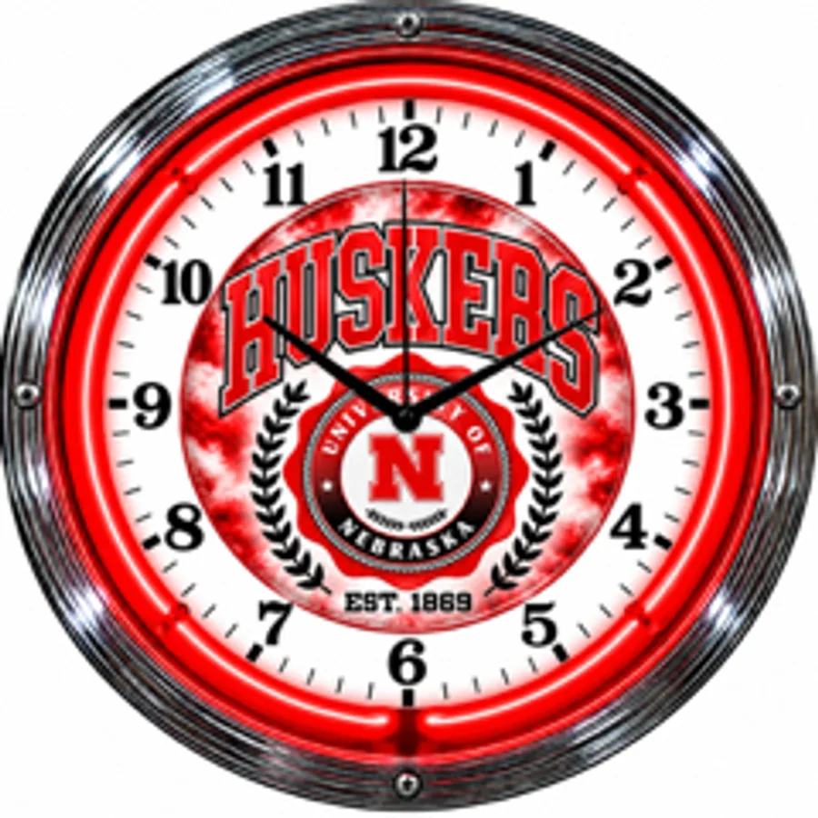 Nebraska Cornhuskers, Huskers Est. 1869 neon clock
