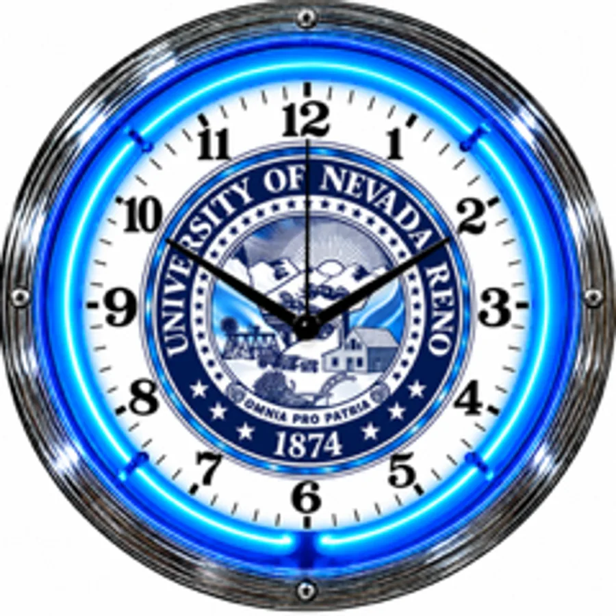 Nevada Wolf Pack, University of Nevada Reno Seal neon clock