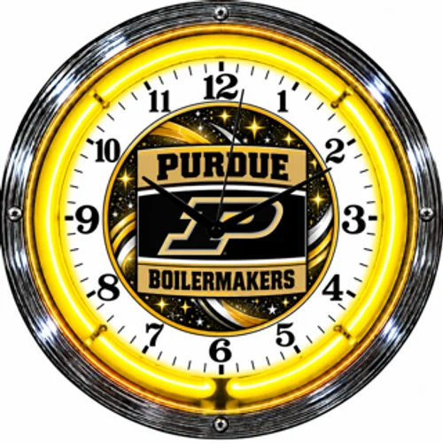 Purdue Boilermakers neon clock