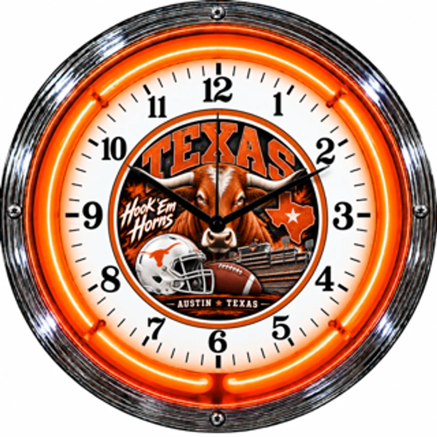 Texas Longhorns, Hook 'em Horns neon clock