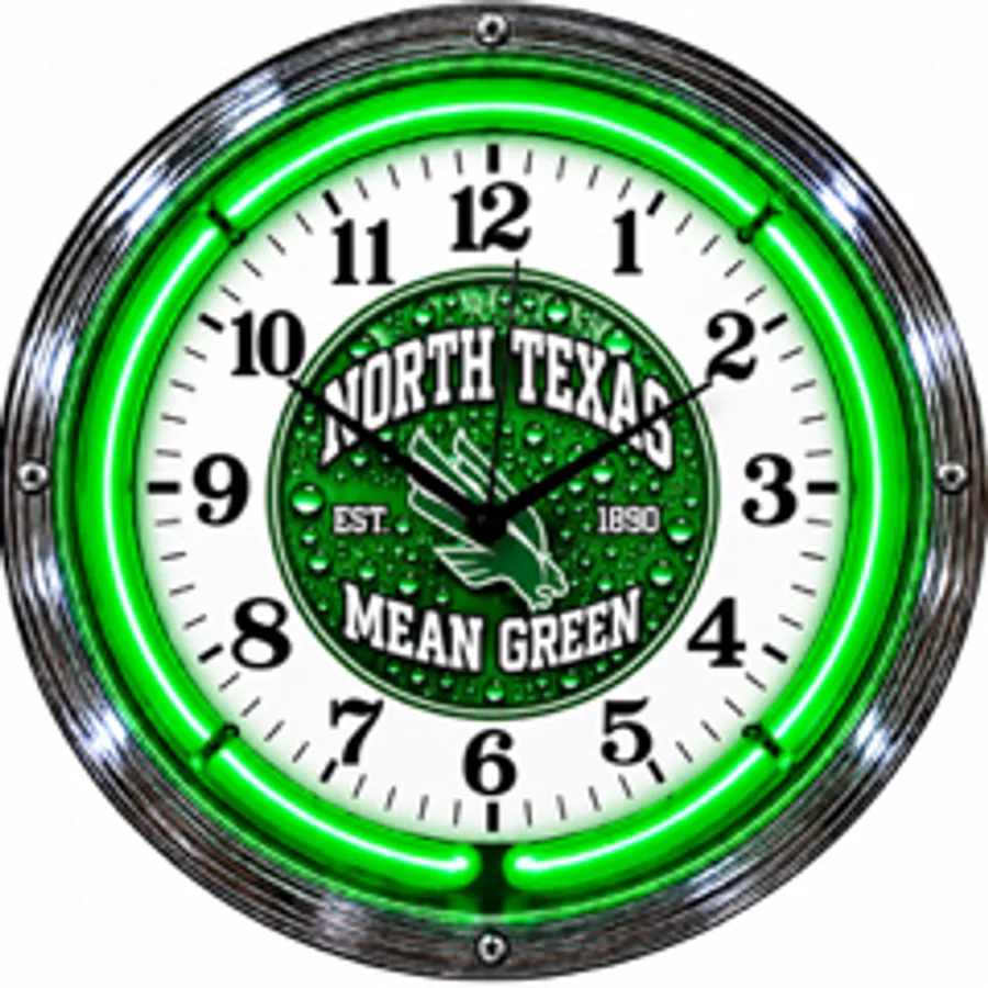 North Texas Mean Green, Mean Green Est. 1890 neon clock