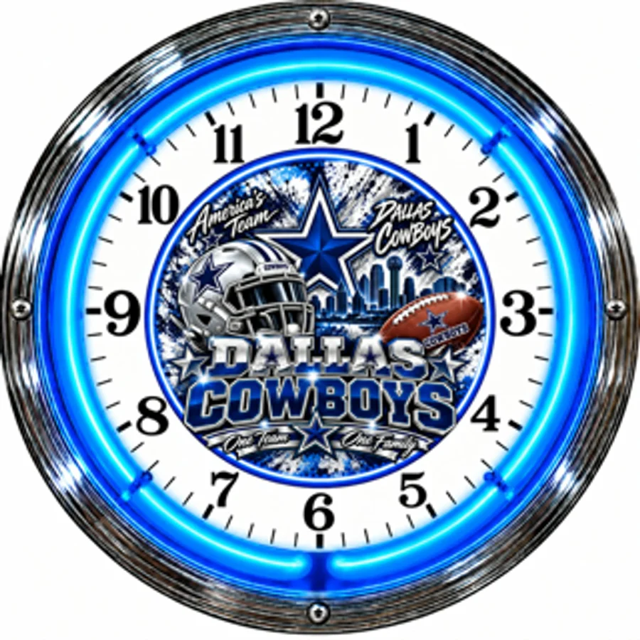Dallas Cowboys, America's Team art neon clock