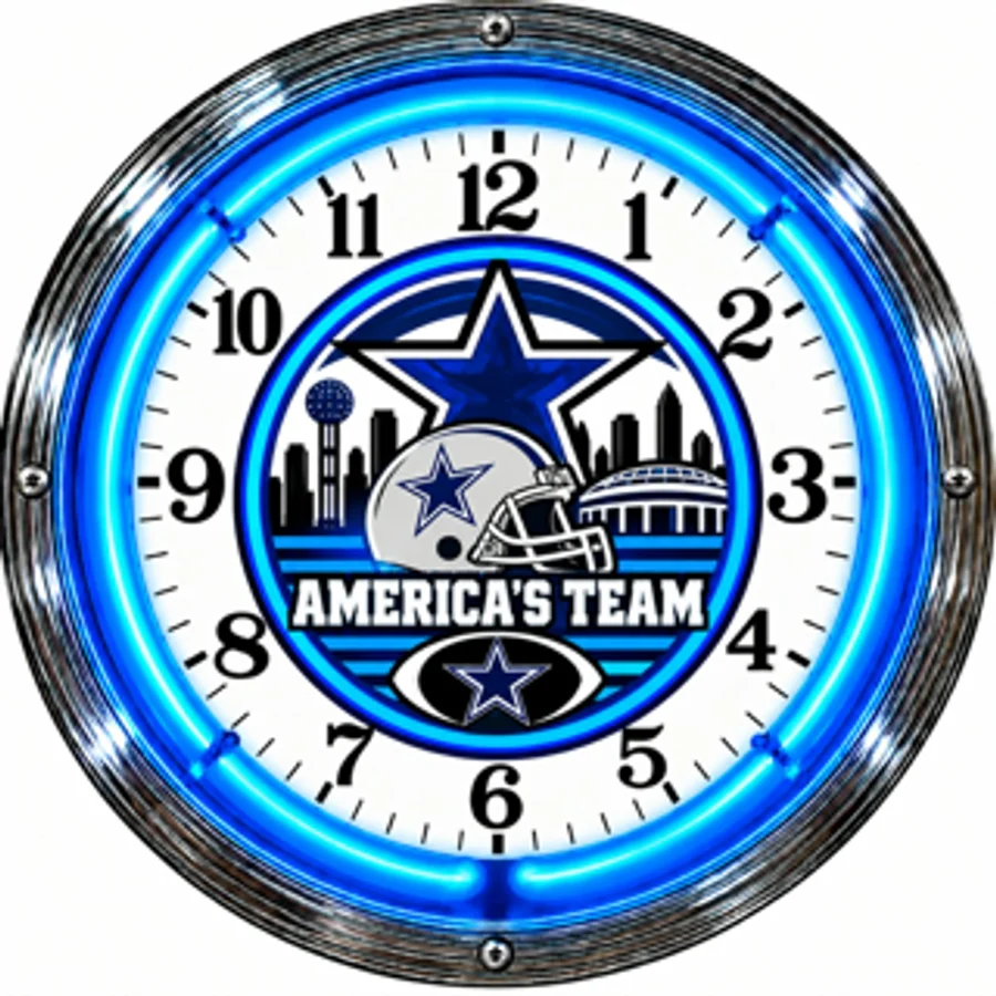 Dallas Cowboys, America's Team neon clock