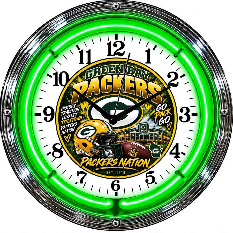 Green Bay Packers, Packers Nation neon clock