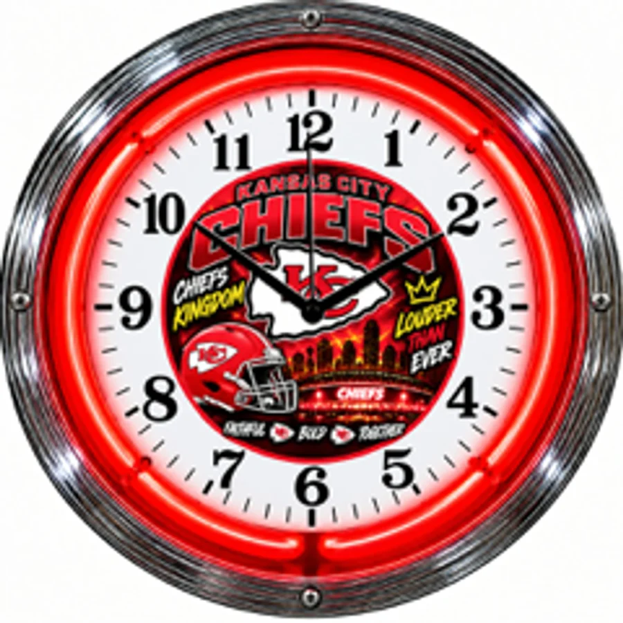 Kansas City Chiefs, Louder Than Ever neon clock