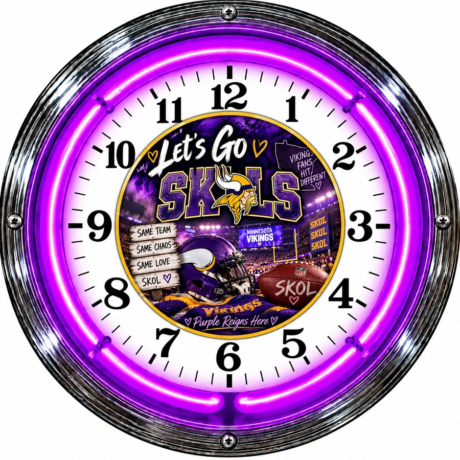 Minnesota Vikings, Let's Go SKOL neon clock