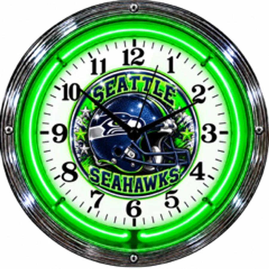 Seattle Seahawks, Stars and Helmet neon clock